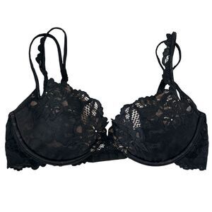 Victorias Secret lightly lined underwire black and beige bra size 34D